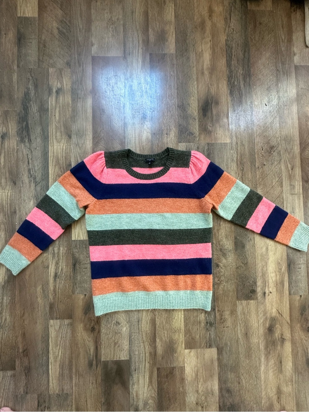Talbots Striped Crewneck Sweater in Pink, Orange, Navy, Olive, Mint